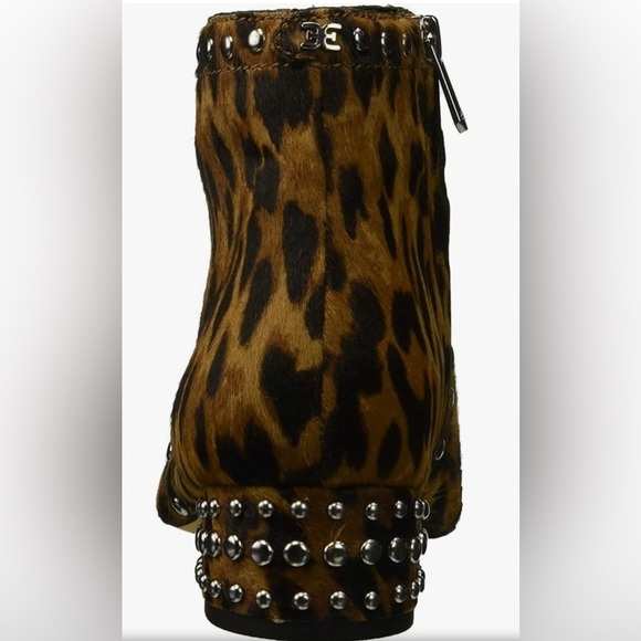 SAME EDELMAN CHEETAH LORIN CALF HAIR LEATHER STUDDED ANKLE BOOTIES - Picture 4 of 10